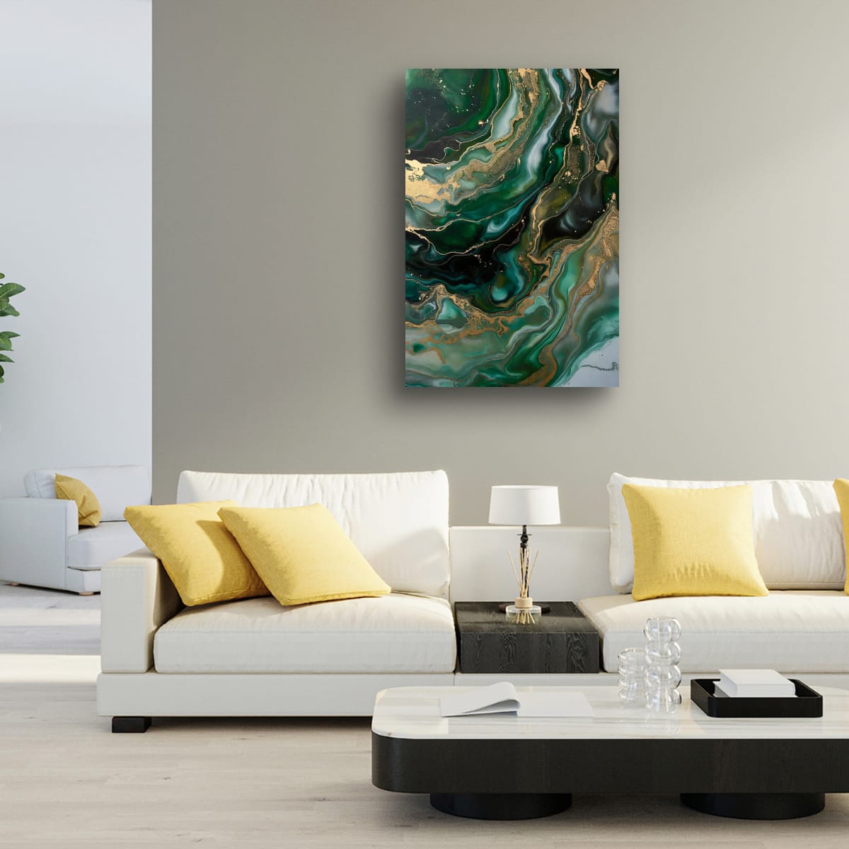 Modern Fluid Marble Canvas | Gold Vein Abstract Artwork