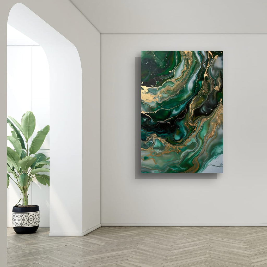 Elegant Emerald Marble Canvas | Contemporary Wall Artwork