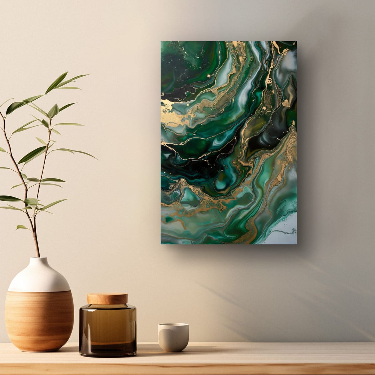 Emerald Abstract Canvas Print | Luxury Marble Wall Art