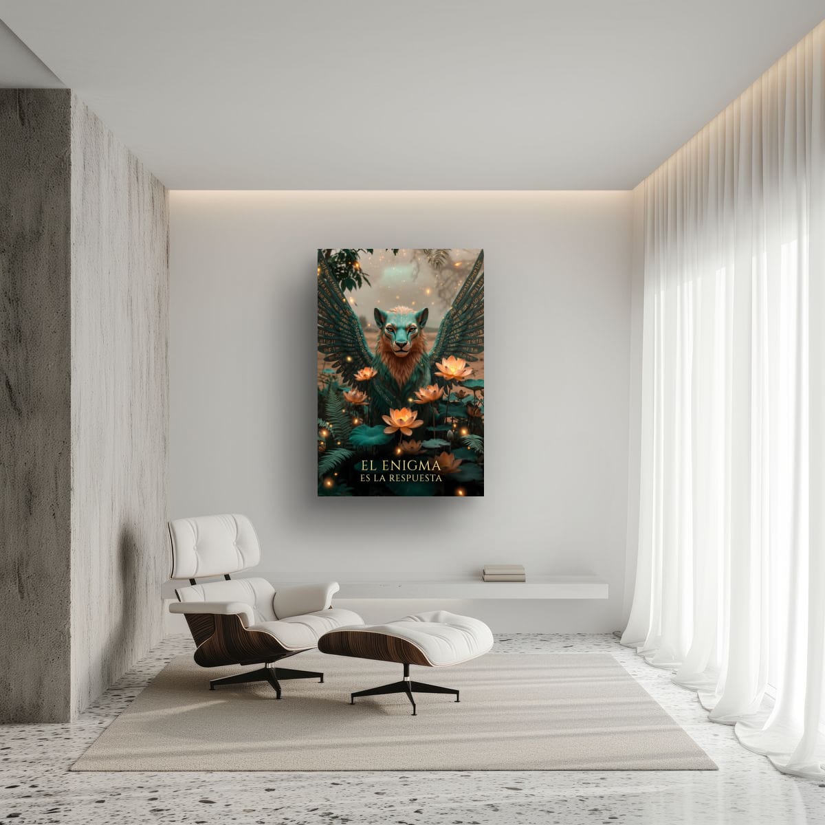 Ethereal Winged Lion Poster | Fantasy Nature Wall Artwork