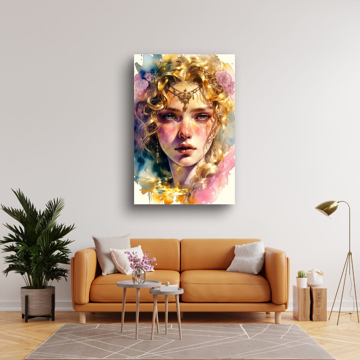 Golden Muse Canvas Artwork | Ethereal Beauty Wall Art