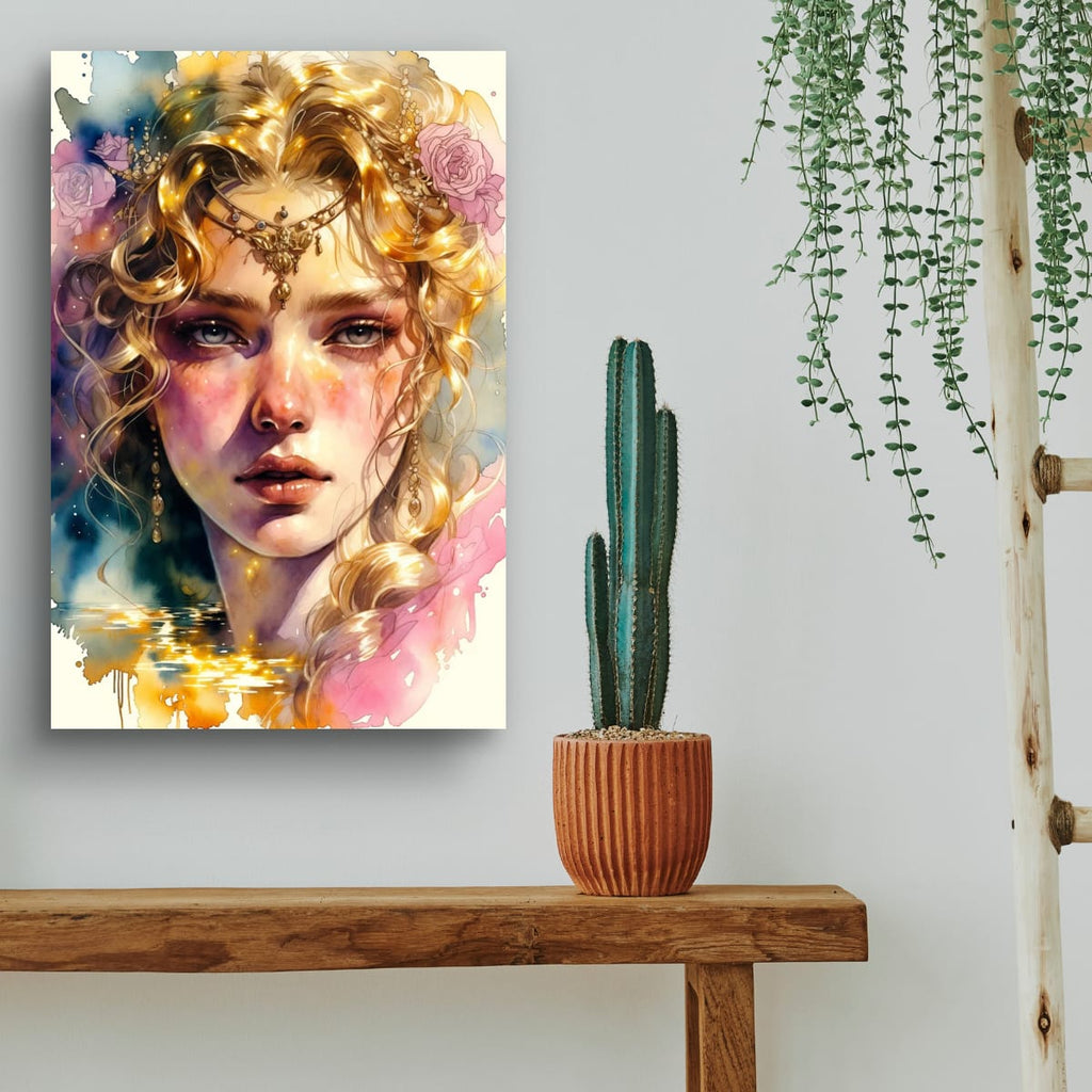 Celestial Woman Wall Art | Romantic Boho Canvas Print