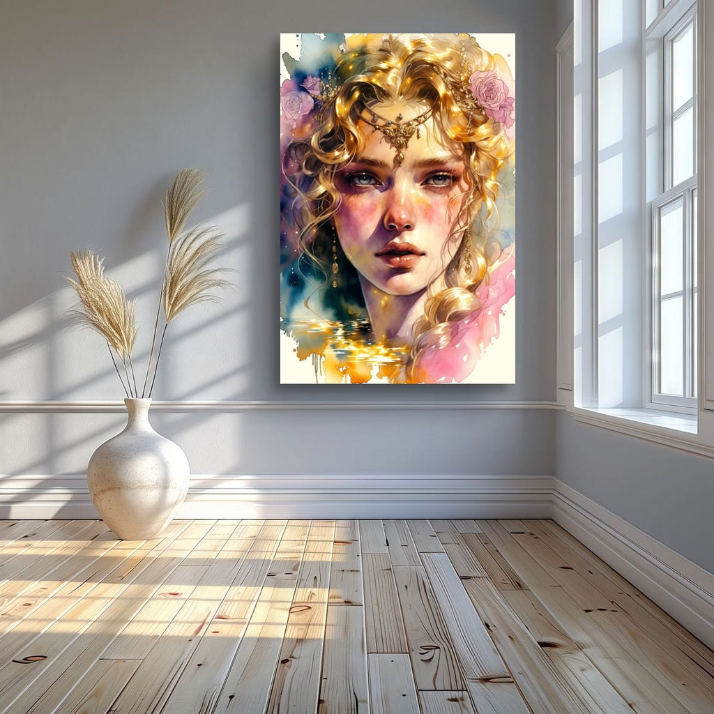 Watercolor Goddess Portrait | Elegant Fantasy Canvas Decor