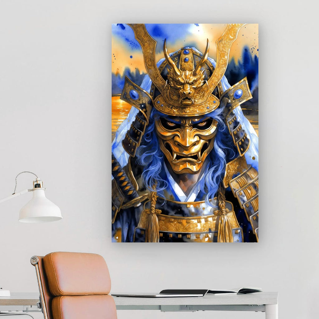 Fierce Samurai Mask Poster | Japanese Warrior Artwork