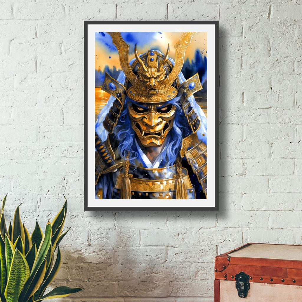 Japanese Samurai Mask Print | Epic Warrior Canvas Decor
