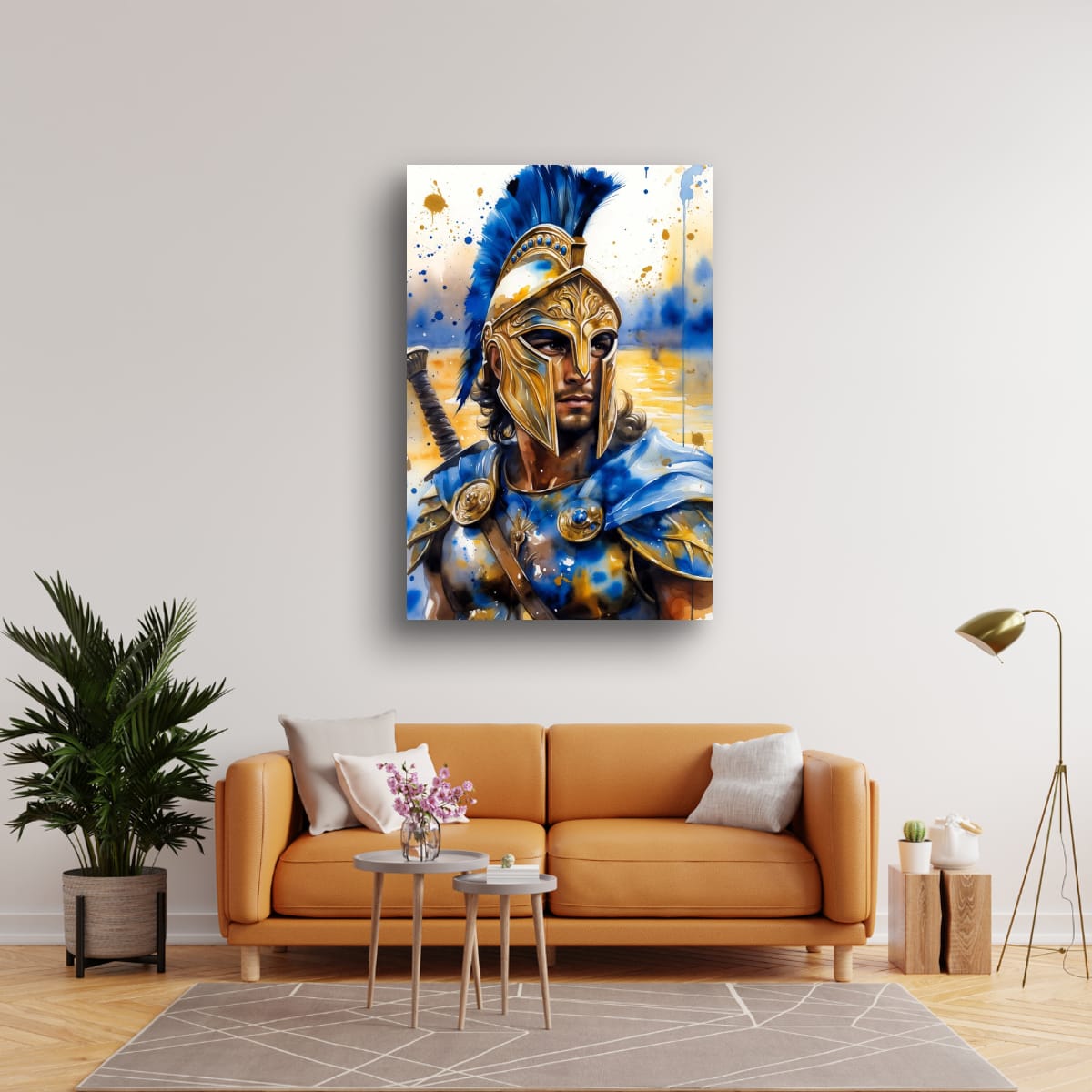 Classical Warrior Portrait Canvas | Greek Hero Wall Decor
