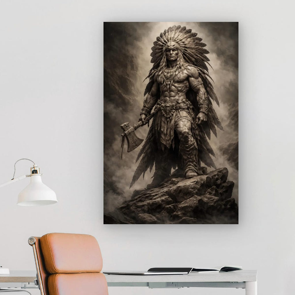 Warrior Chief Canvas Print | Rustic Masculine Wall Decor