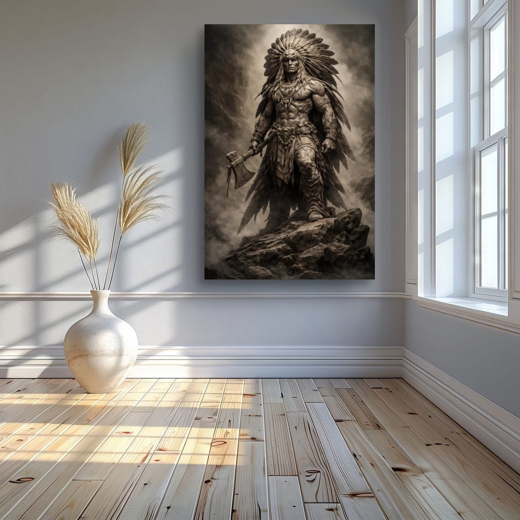 Indigenous Warrior Poster | Rustic Tribal Home Decor