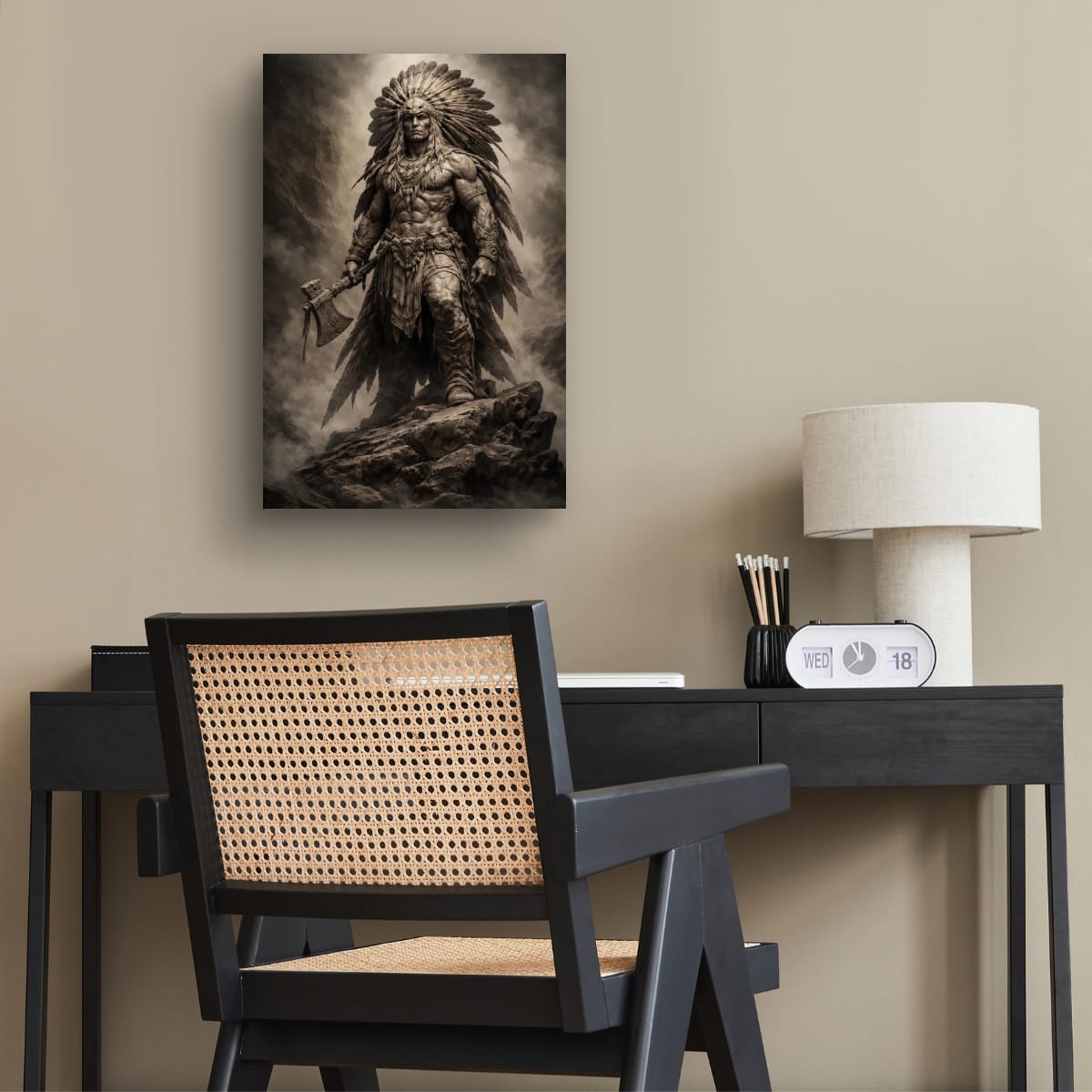 Indian Chief Portrait Canvas | Powerful Tribal Wall Decor