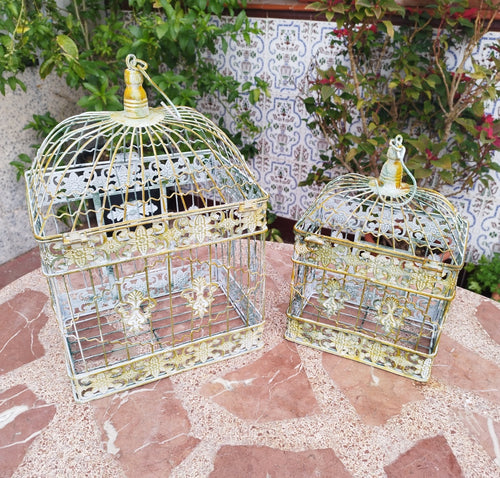 Pareja de Jaulas Decorativas Vintage de Metal Forjado – Estilo Clásico Francés