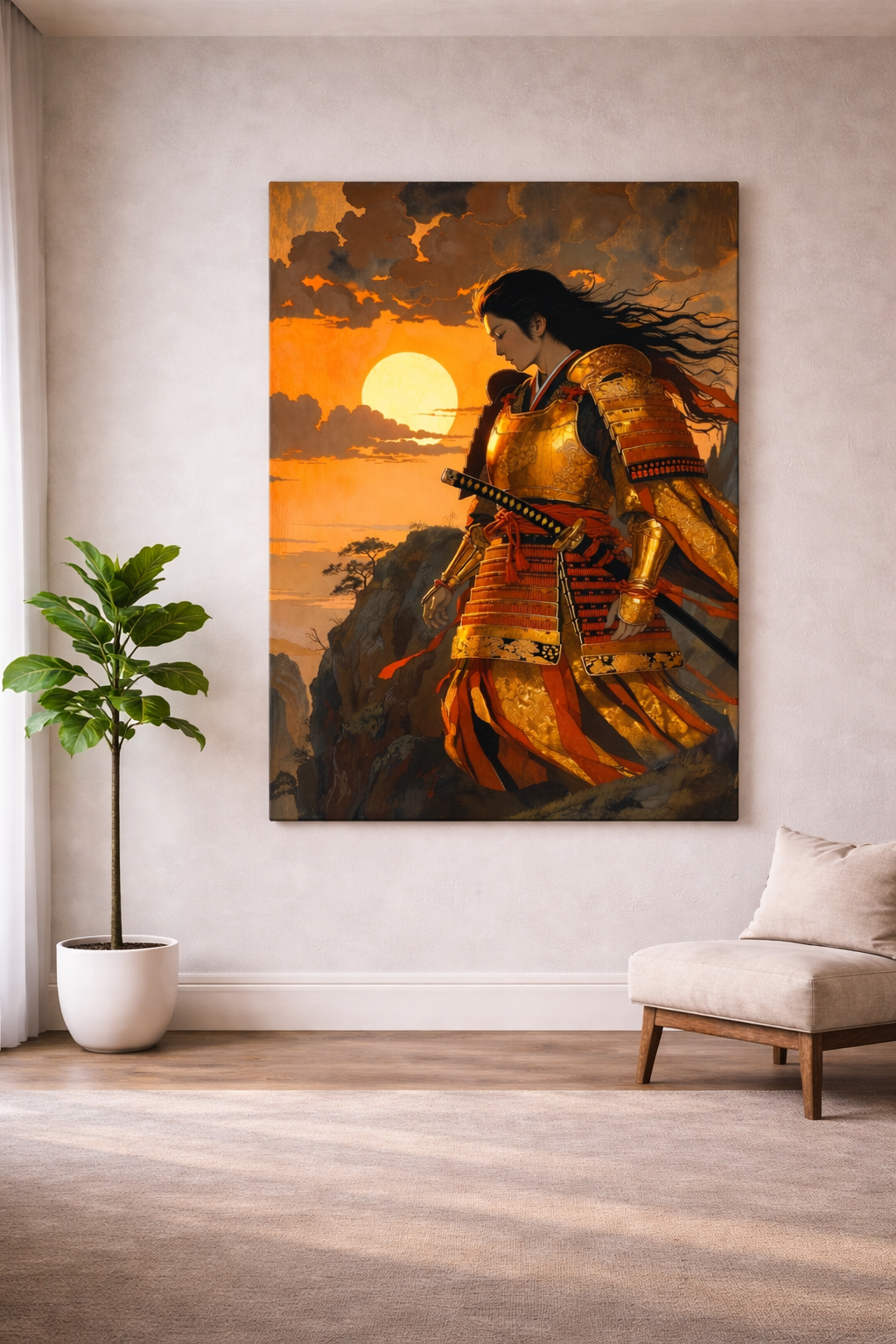 Epic Samurai Canvas Print | Golden Hour Warrior Art