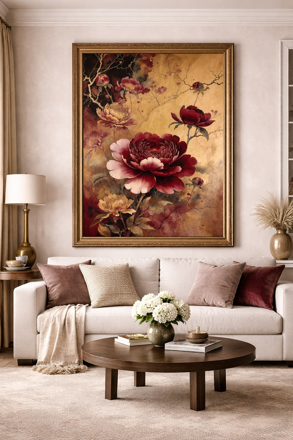 Luxury Botanical Wall Art | Romantic Peony Canvas Decor