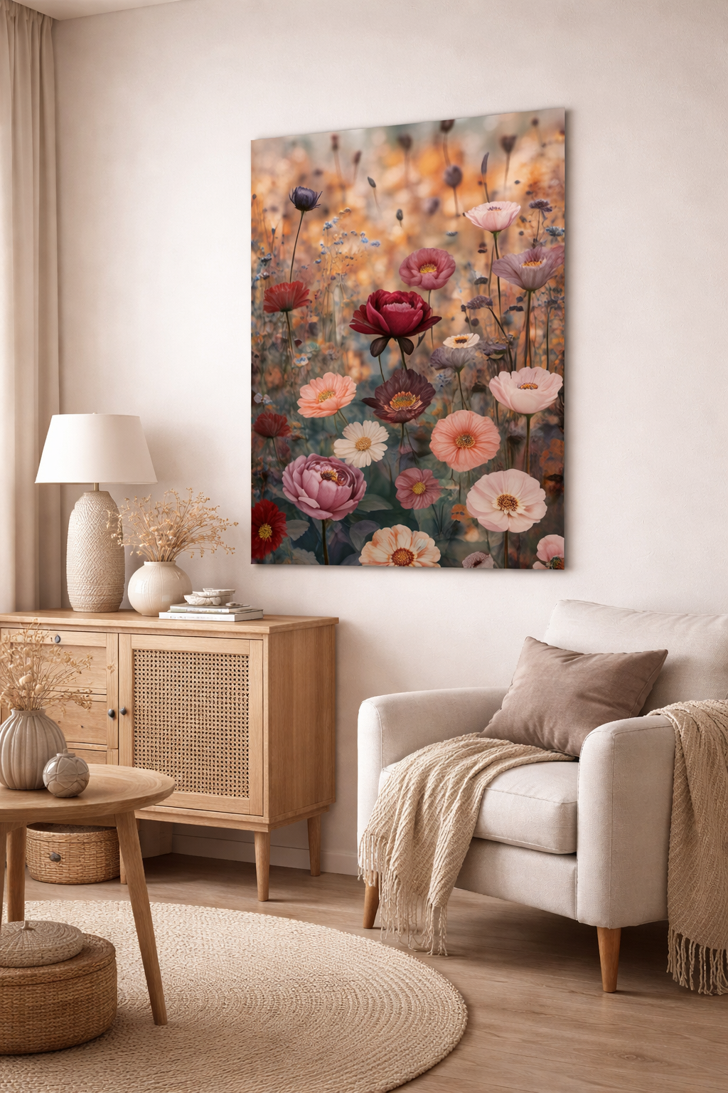 Pastel Wildflower Canvas Decor | Elegant Nature Artwork