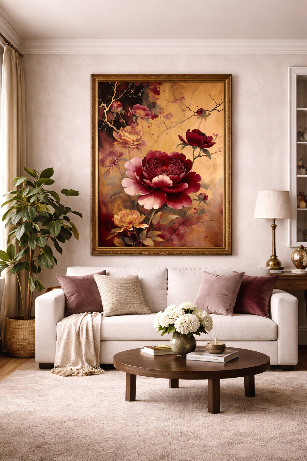 Crimson Peony Canvas Print | Sophisticated Floral Artwork