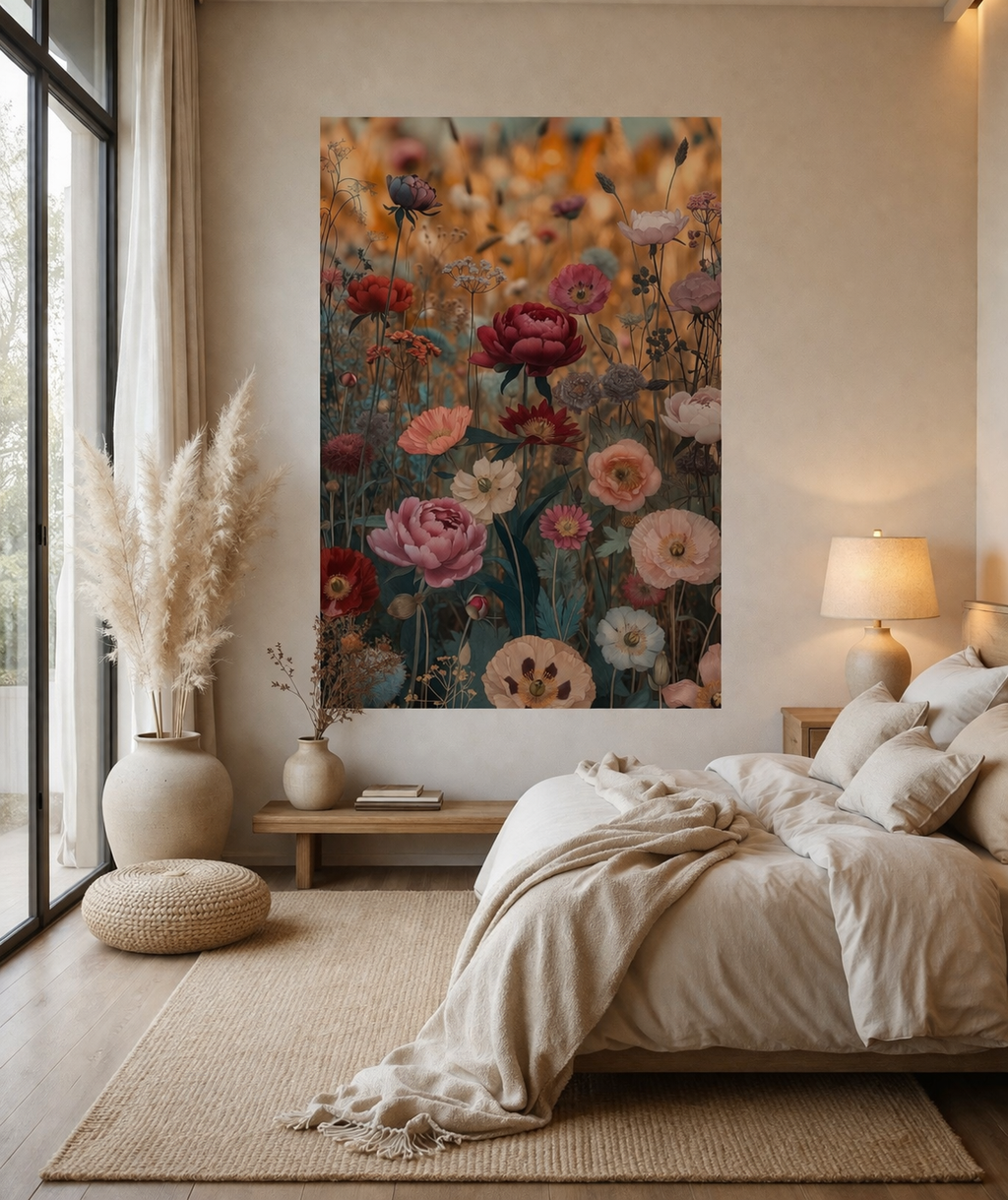 Dreamy Floral Garden Artwork | Cozy Cottage Wall Decor