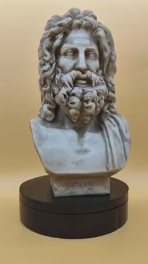 Classical Greek Bust Decor | Zeus Marble Statue Artwork