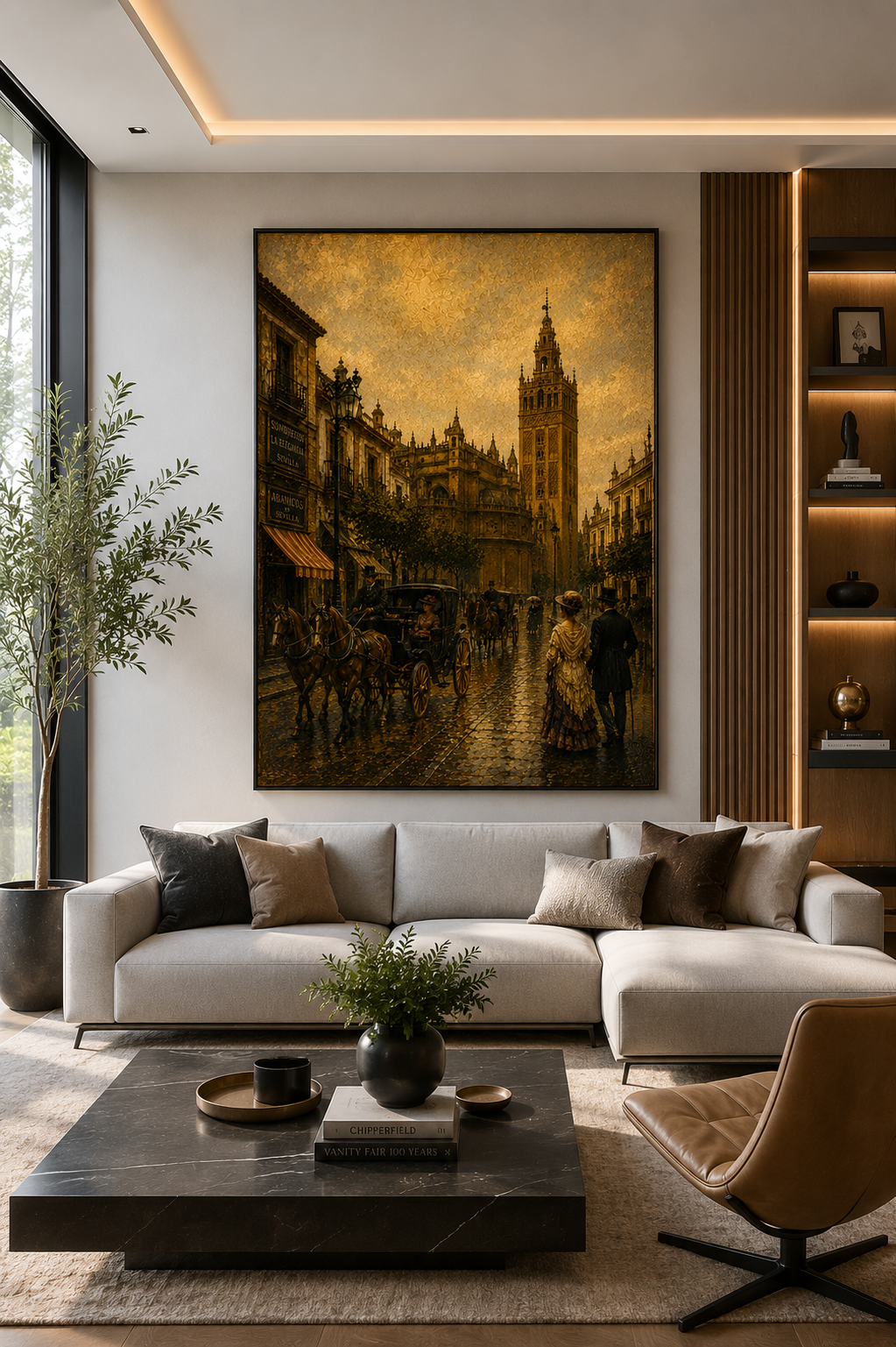 Sevilla Giralda canvas displayed in a classic dining room